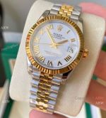 Swiss Knockoff Rolex Datejust 31 mm 2824 White Roman Dial Jubilee Watch